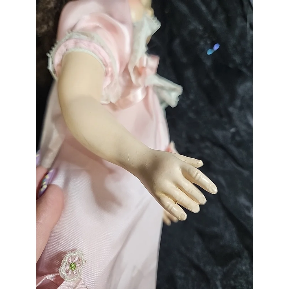 Vintage 17 Inch Hard Plastic Walker Doll Brown Hair Green Eyes
